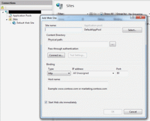 Configuring a New Web Site in IIS 7