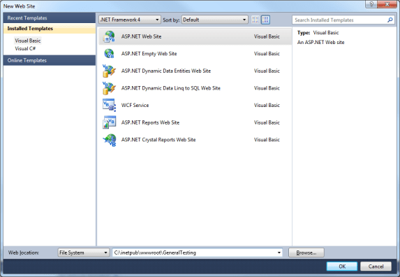 Create a New ASP.NET 4 Web Site