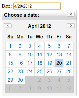 YUI Calendar & Text field YUI Calendar & Text field