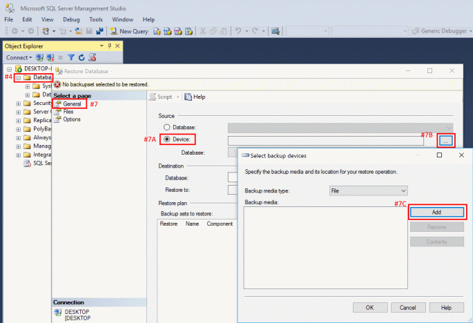 Restoring into a New DB