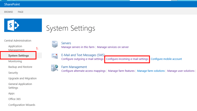 SharePoint Configure Incoming Emails