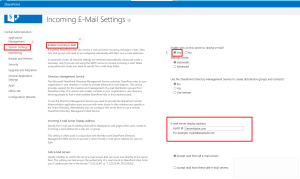 SharePoint Configuring Incoming Emails